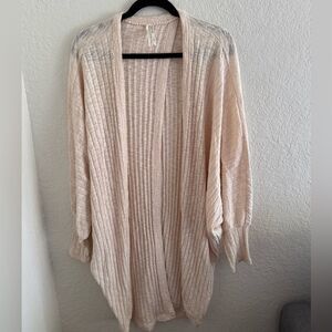 Anthropologie Cream Open-Front Cardigan Sweater